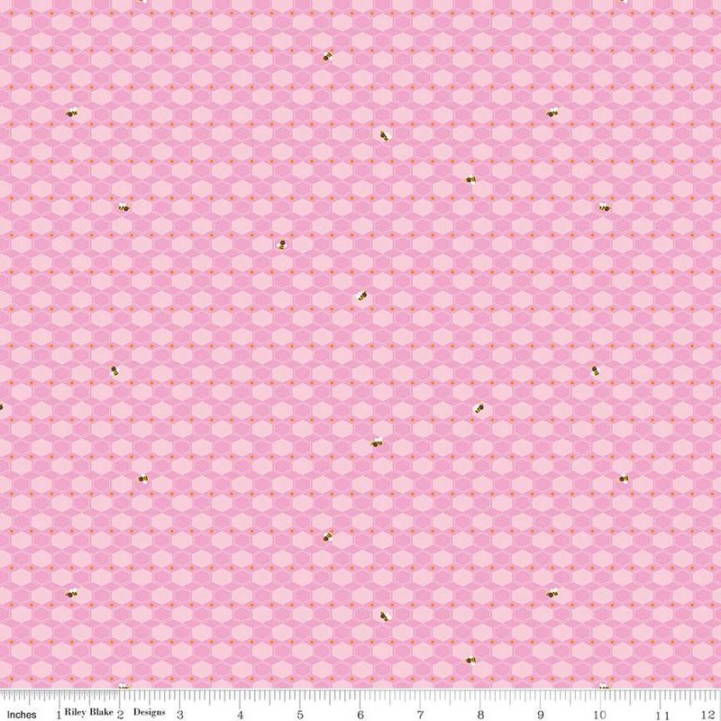 100 Aker Woods: Honey Hex in Pink Yardage