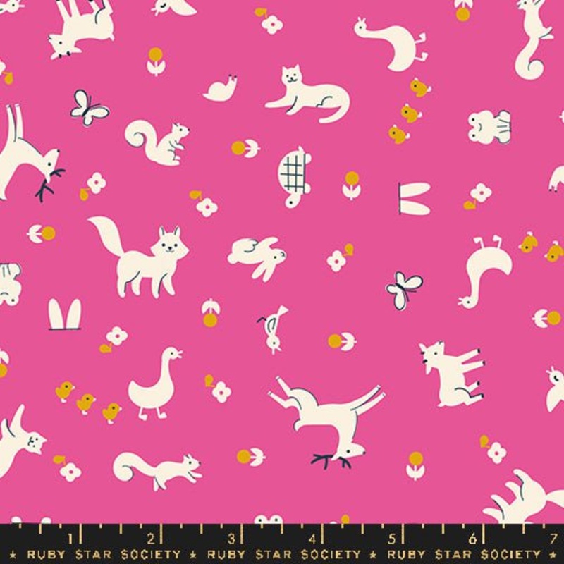 Woodland Park: Menagerie in Raspberry Yardage