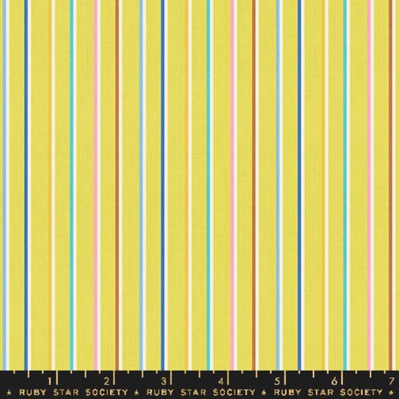 Warp & Weft Lucky: Sketch Stripe in Citron Yardage