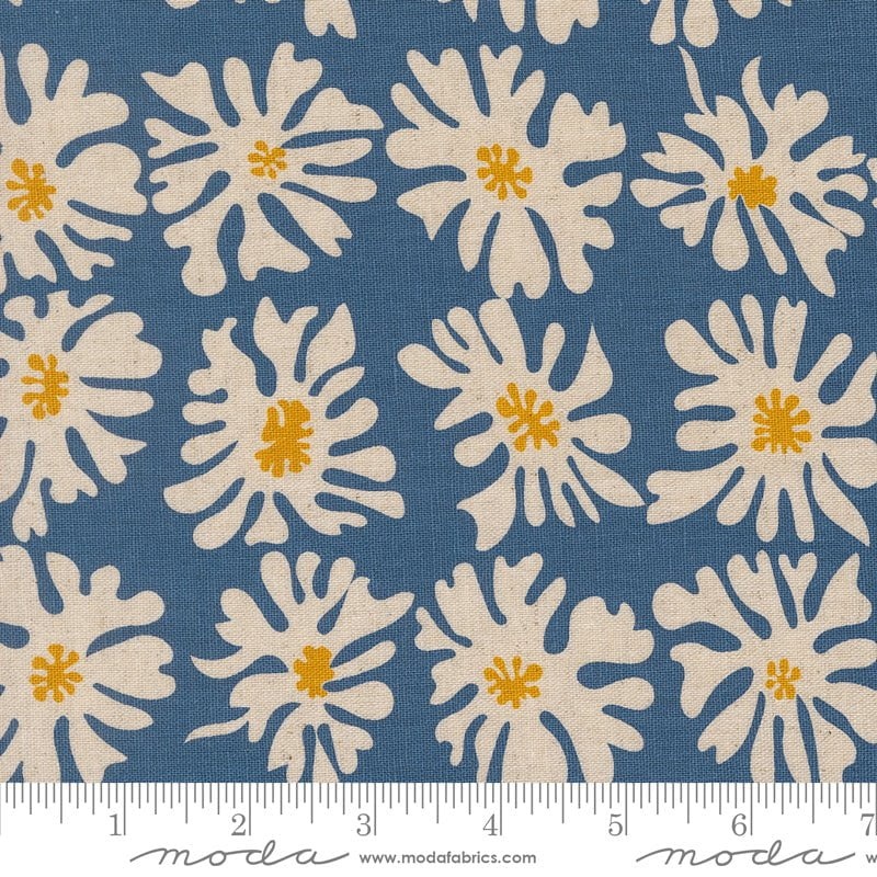 Urban Whisper Canvas: Bloom in Denim Yardage