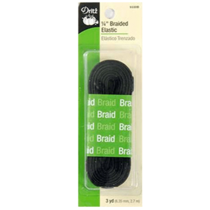 1/4″ Braided Elastic in Black