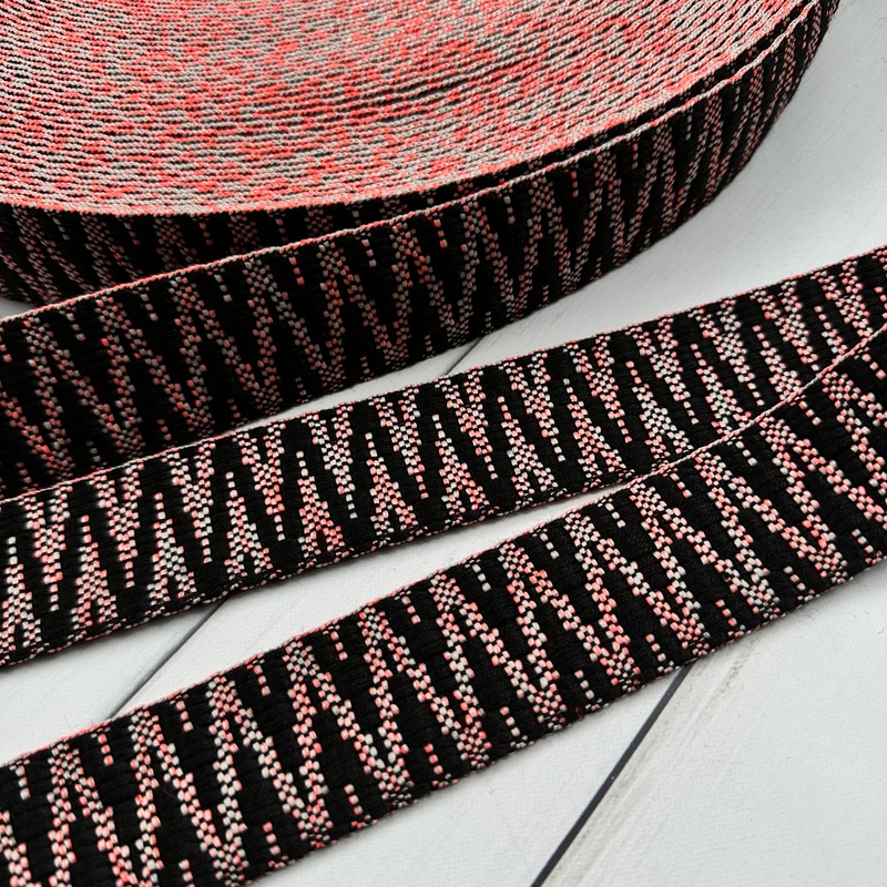 Zig Zag Webbing: Black & Neon Pink