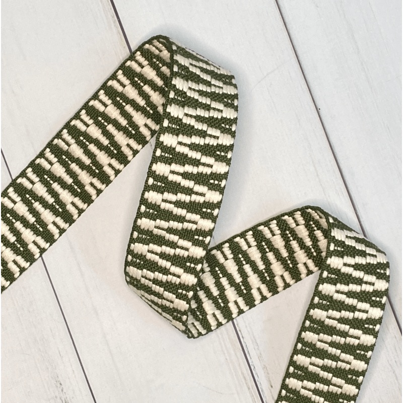 Zig Zag Webbing: Olive & Natural
