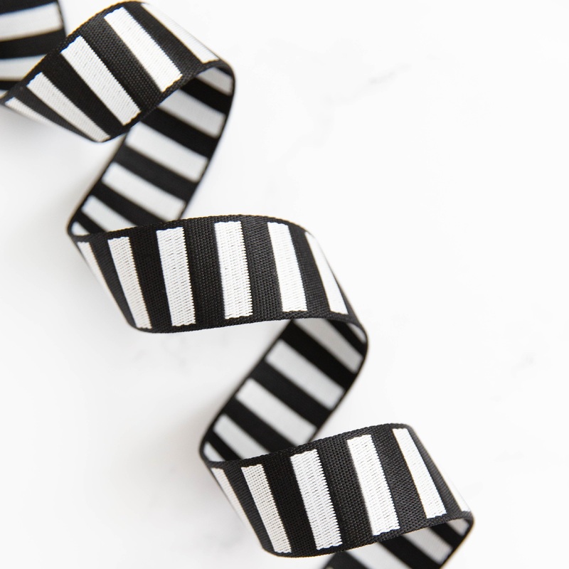 1 1/2″ Wide Bold Stripe Webbing: Black & White