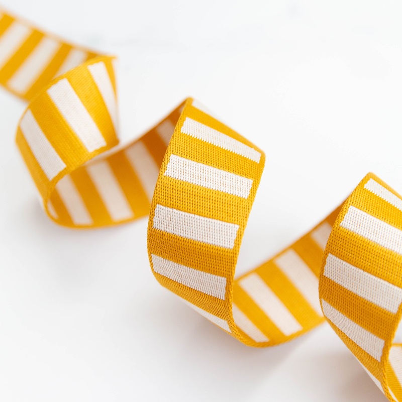 1 1/2″ Wide Bold Stripe Webbing: Cactus & Off White