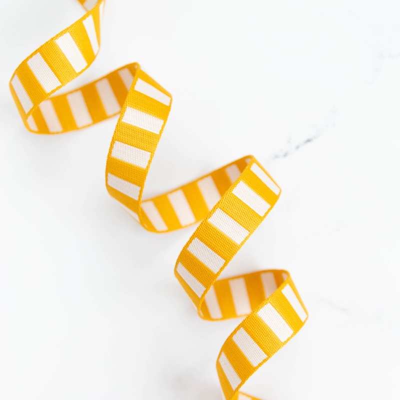 1″ Wide Bold Stripe Webbing: Cactus & Off White