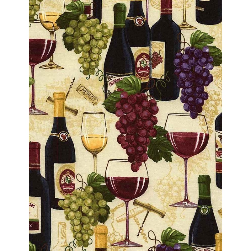 Wine Bottles & Grapes-Sand WINE-CD6311-SAND