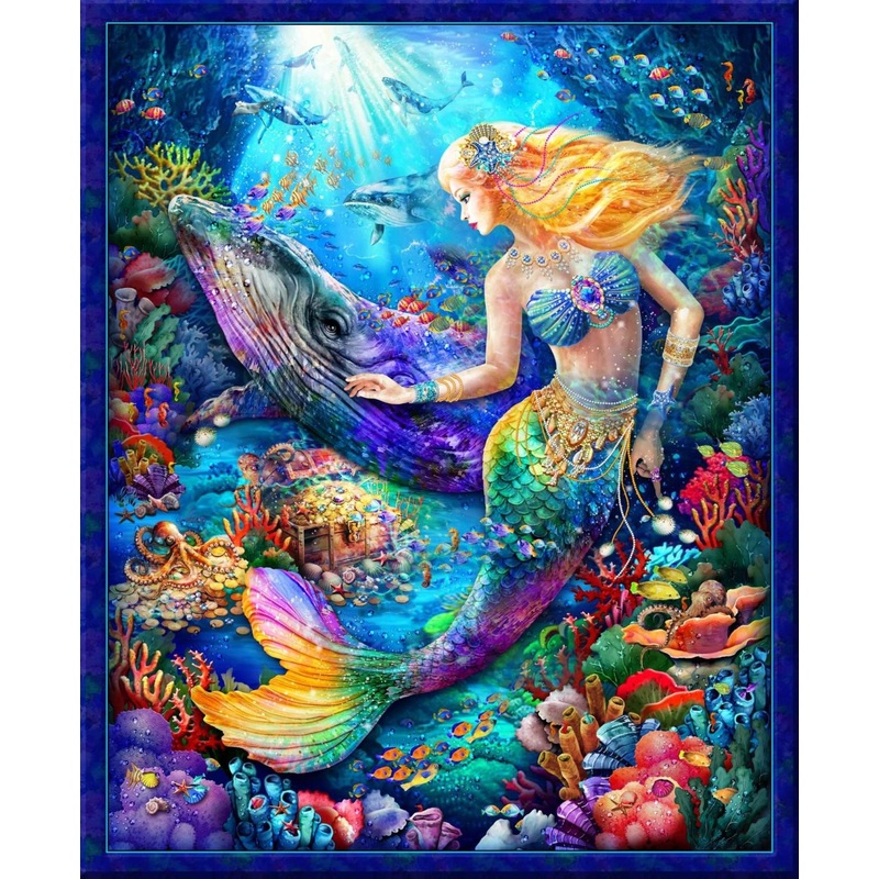Hidden Treasures-36″ Mermaid Panel OA-598621
