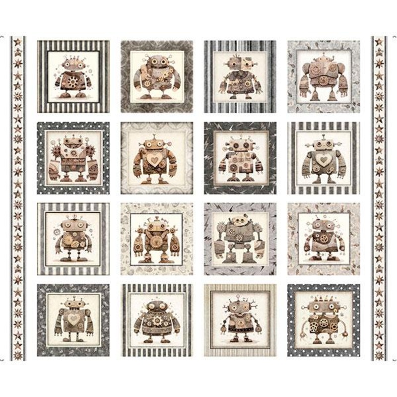 Sewbots-36″ Robot Picture Patches Panel White 2600-31374-Z