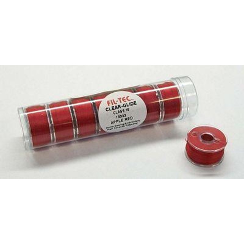 Fil-Tec Clear Glide Tube Apple Red Class 15 Prewound Bobbin Tube
