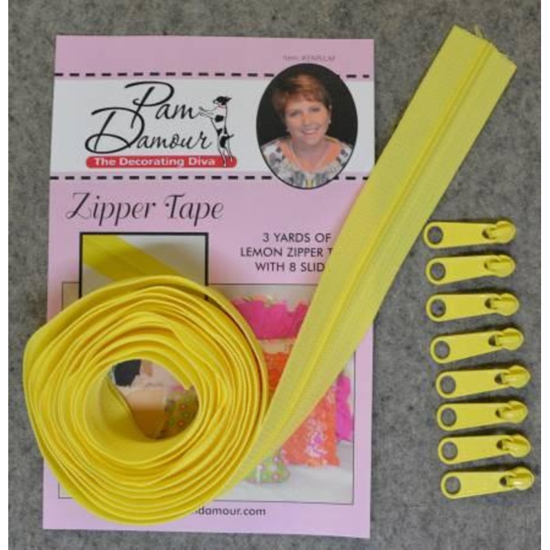 3 yds Reversible Coil Zipper Tape w/8 Slides-Lemon ENR-LM