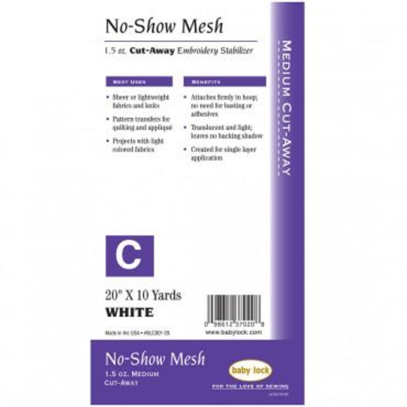 Baby Lock No-Show Mesh Medium Wt. Cut-Away 20″ Stabilizer – BLC301-20