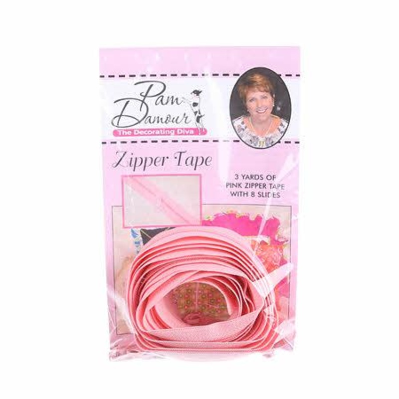 3 yards of Reversible Coil Zipper Tape with 8 Slides Pink – ENR-P