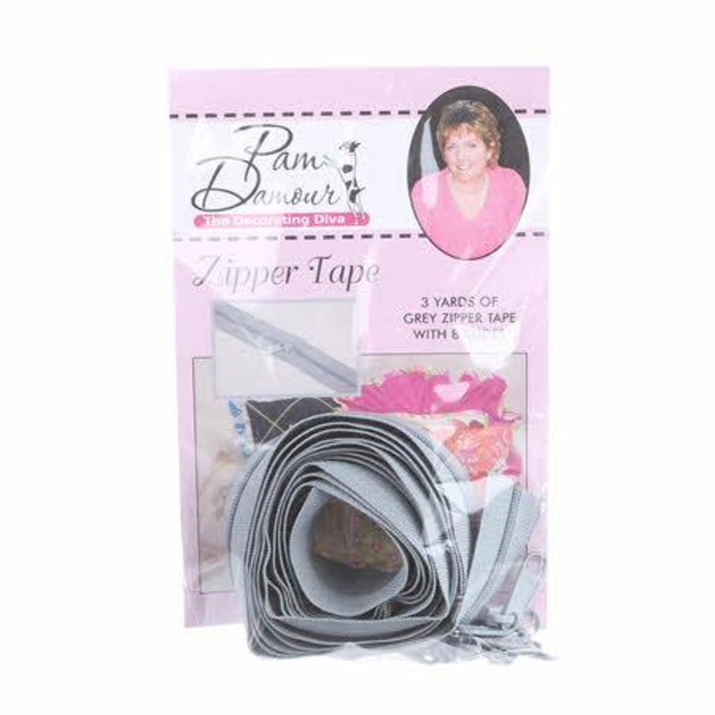 3 yds Reversible Coil Zipper Tape w/8 Slides-Grey ENR-G