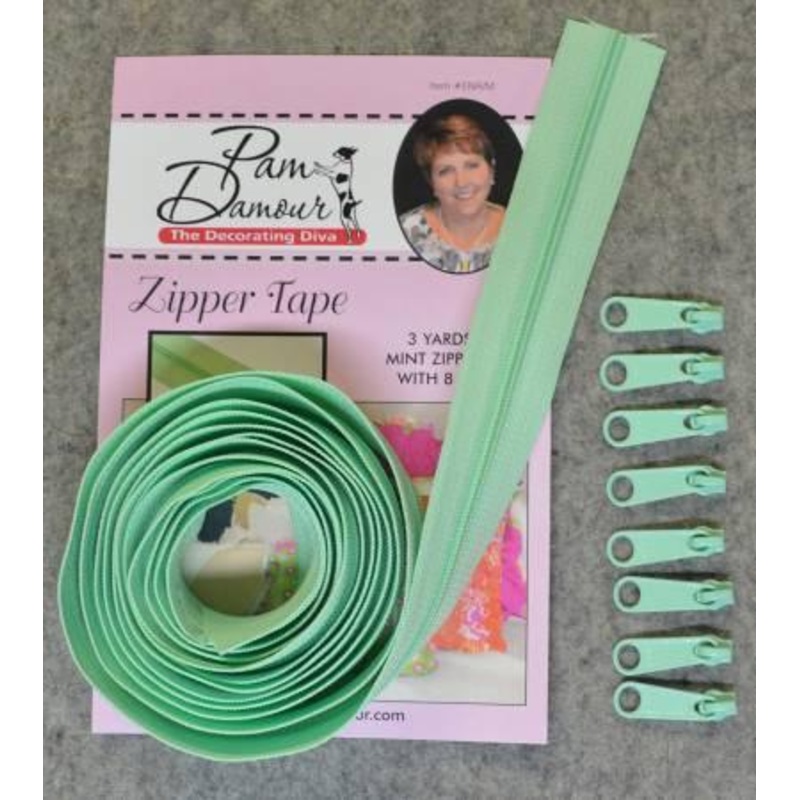 3 yds Reversible Coil Zipper Tape w/8 Slides-Mint ENR-M