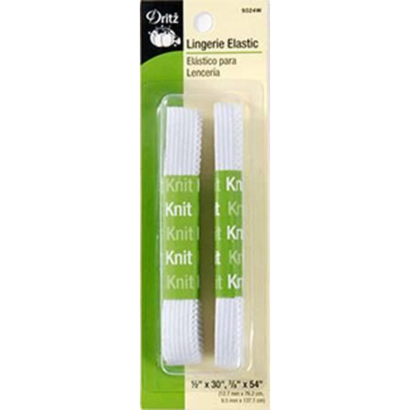 White Lingerie Elastic 1/2in x 30in 3/8in x 54in – 9324W