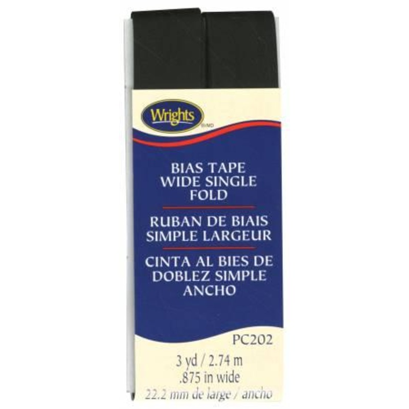 Wide Single Fold Bias Tape Black- Wrights 117202031