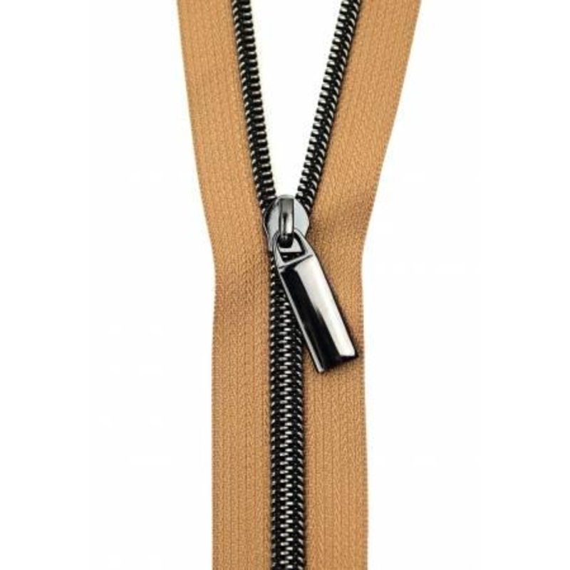 Zippers By The Yard Natural Tape 3 yds #5 nylon coil & 9 pulls Gunmetal
