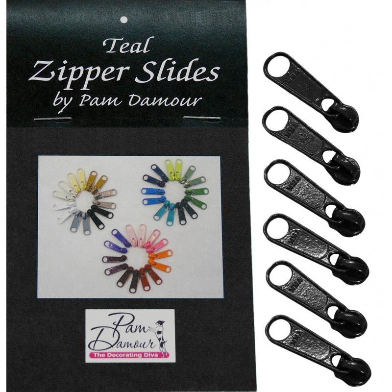 6 Large Tab Zipper Slides-Black ZIP-K