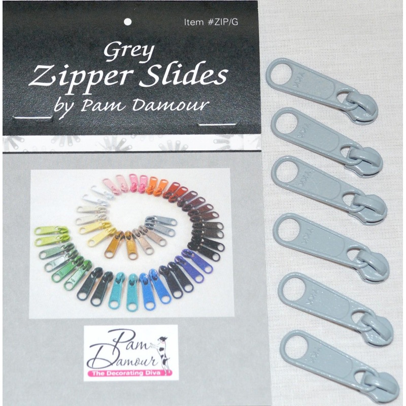 6 Large Tab Zipper Slides-Grey ZIP-G