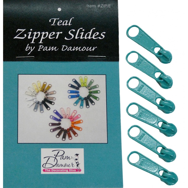 6 Large Tab Zipper Slides-Teal ZIP-E