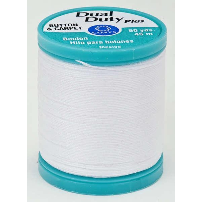 Dual Duty Plus Button and Carpet Thread 50yds 10wt White – S9200100