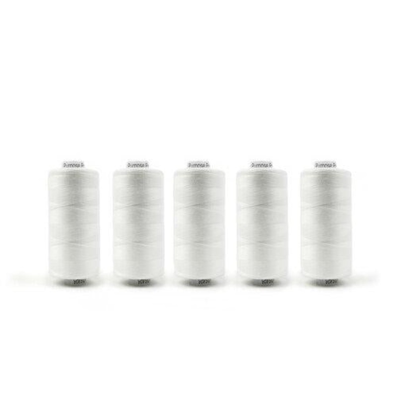 Designer 5 Pack Premium Serger Thread 40wt Polyester DSP5-426 White