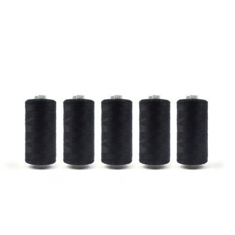 Designer 5 Pack Premium Serger Thread 40wt Polyester DSP5-431 Black