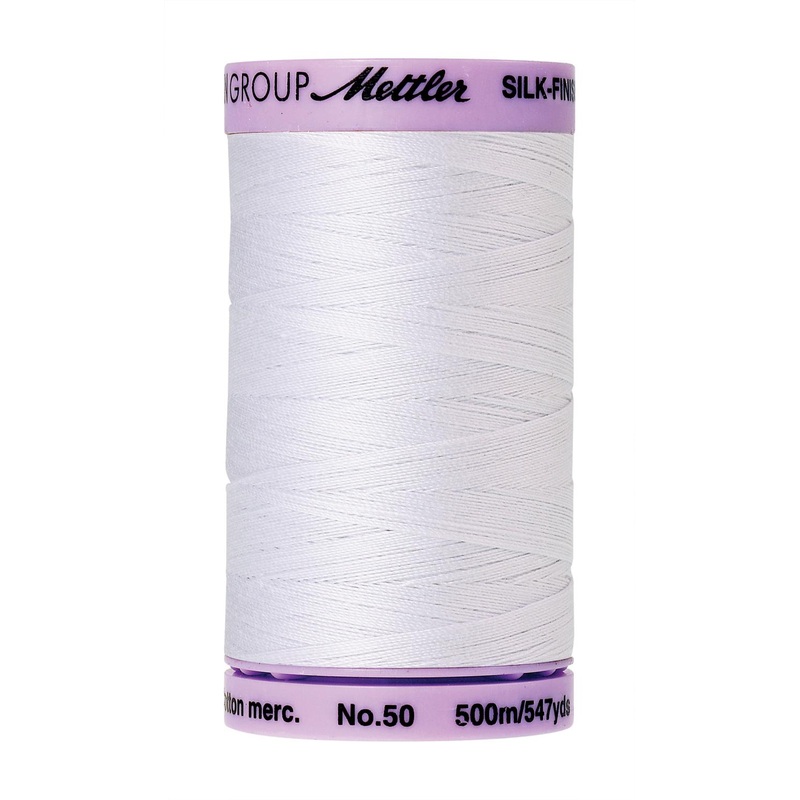Silk-Finish White50wt 500M Solid Cotton Thread