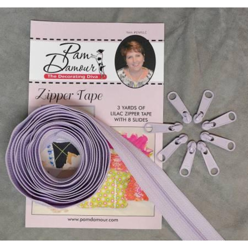 3 yards of Reversible Coil Zipper Tape with 8 Slides Lilac ENR-LC