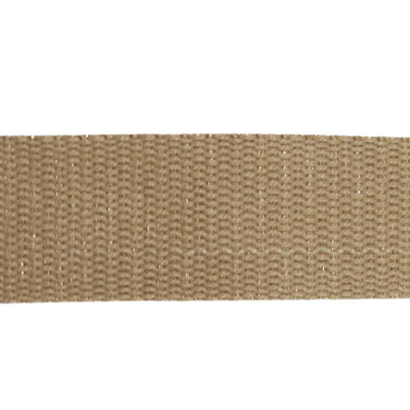 1 1/4″ Metallic Webbing-Tan/Gold 114-30-045