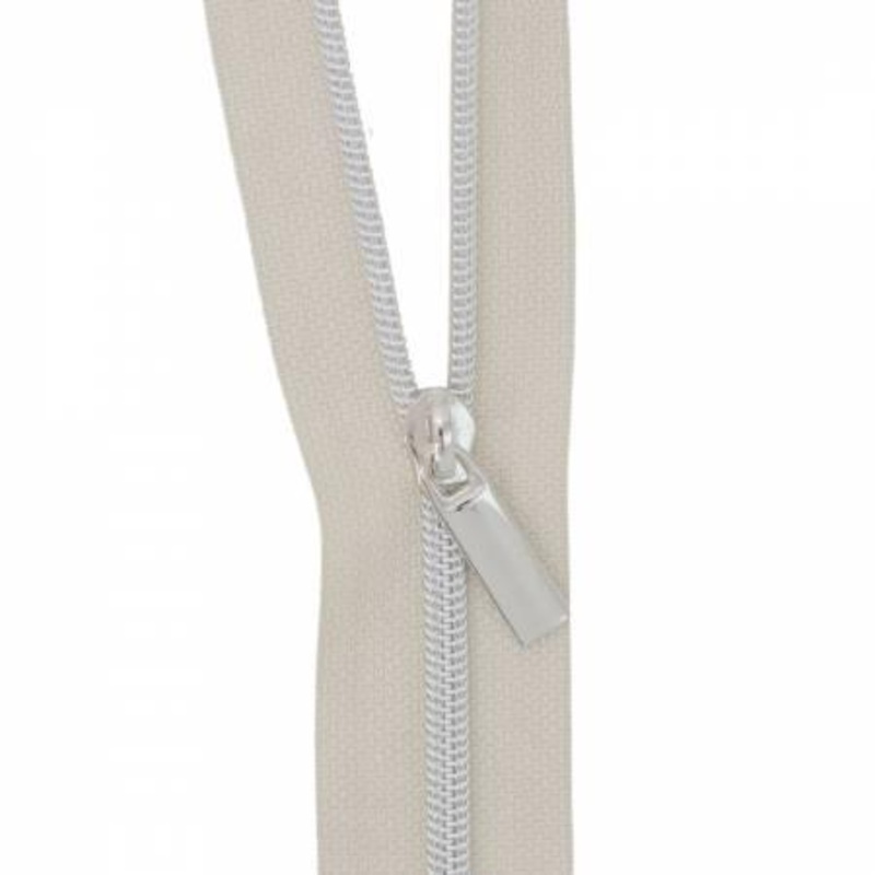 White #3 Nylon Nickel Coil Zippers: 3 Yards with 9 Pulls ZBY3C1