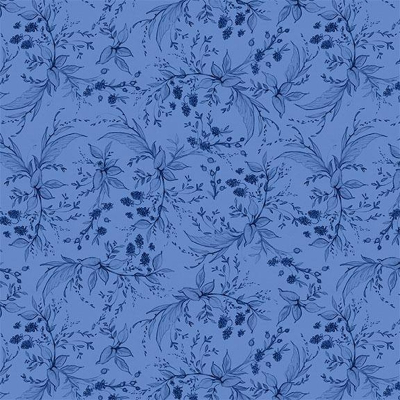 Amalfi Coast-Berries & Leaves Blue/Dark Blue W105-006-555