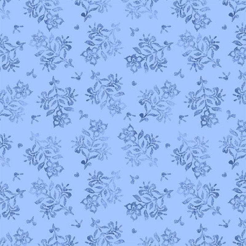 Amalfi Coast-Floral Stamp Light Blue W105-008-555