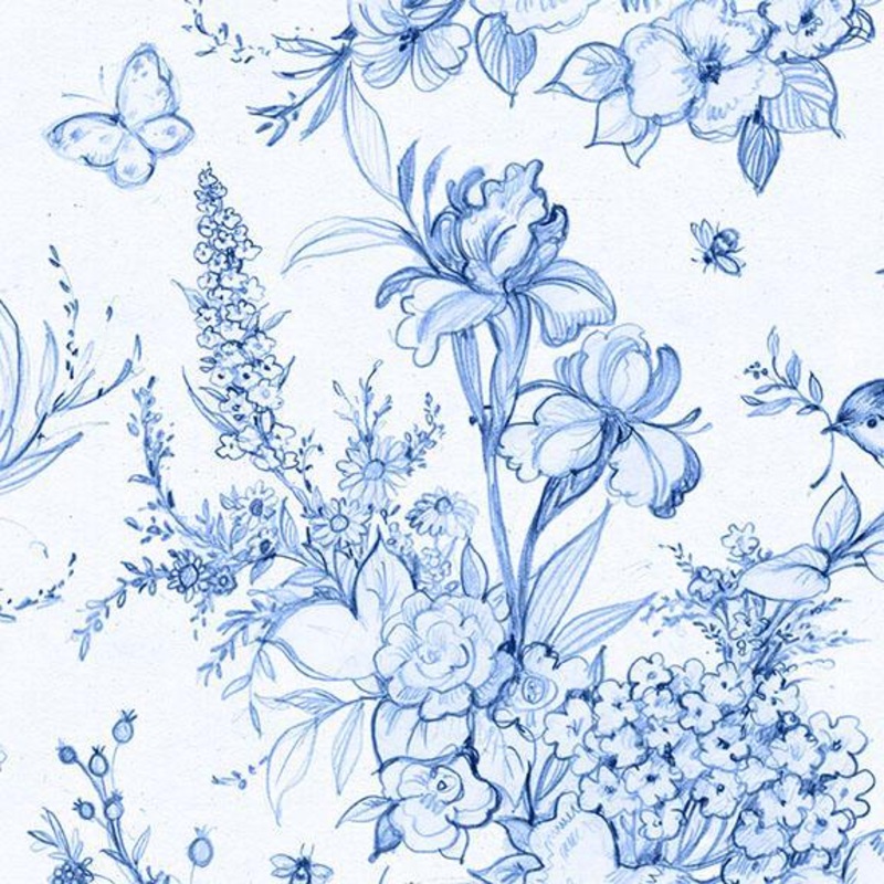 Amalfi Coast-Large Toile White/Blue W105-002-055