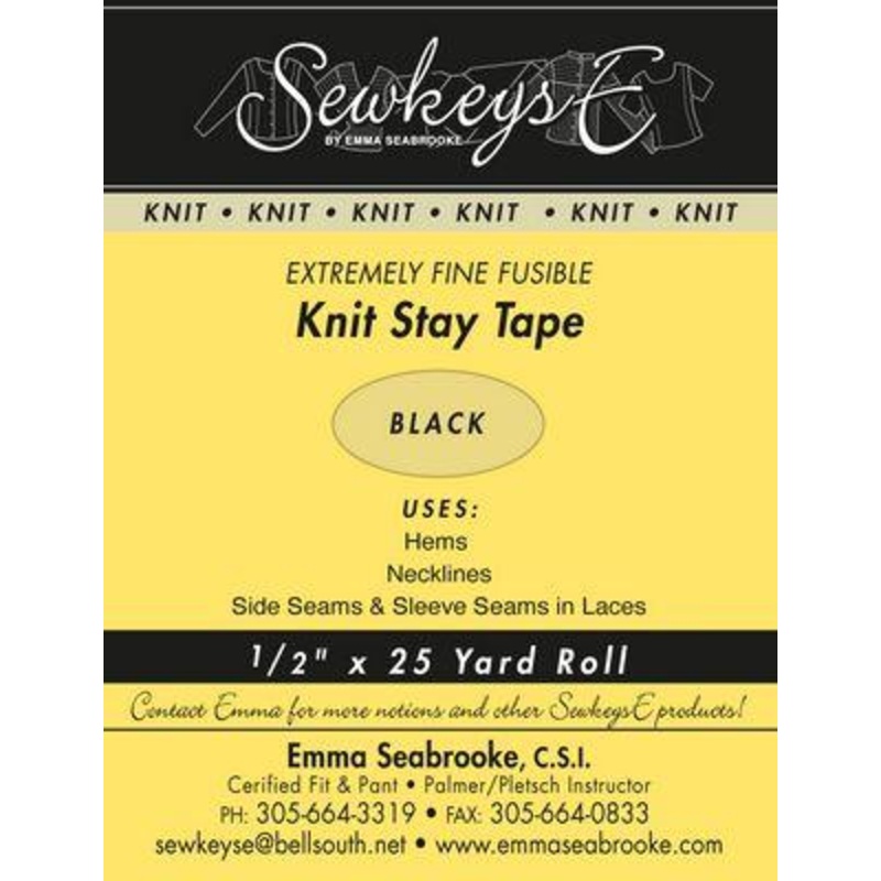 1/2 Inch Fusible Knit Stay Tape – Black