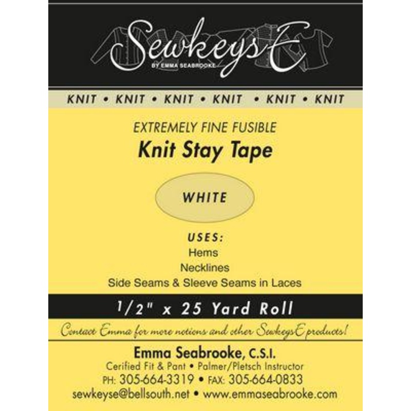 1/2 Inch Fusible Knit Stay Tape – White