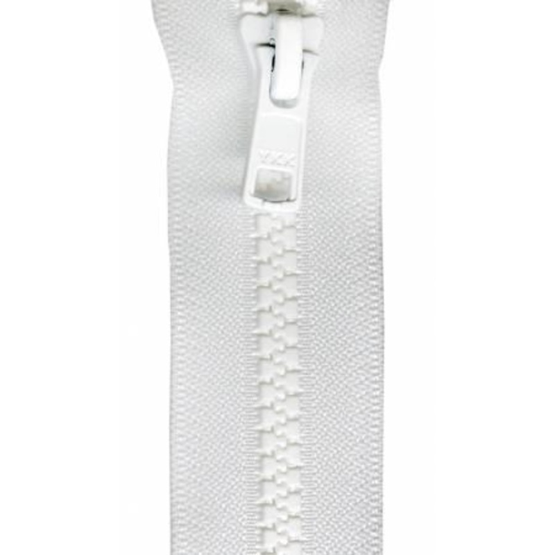 Vislon 1-Way Separating Zipper 28in White VSP28-501