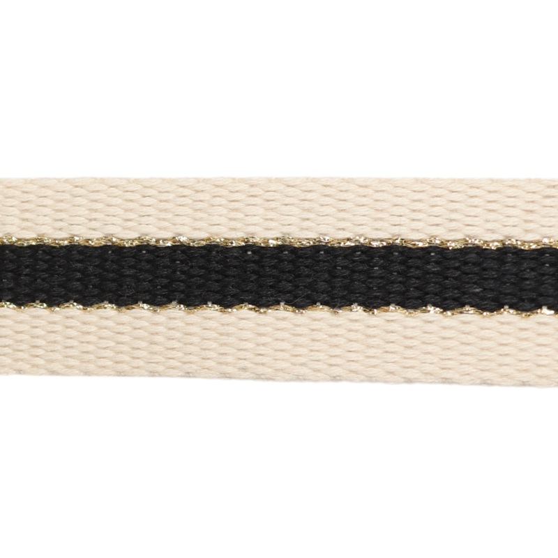 30mm Striped Webbing w/Metallic-Black 1124-30-014