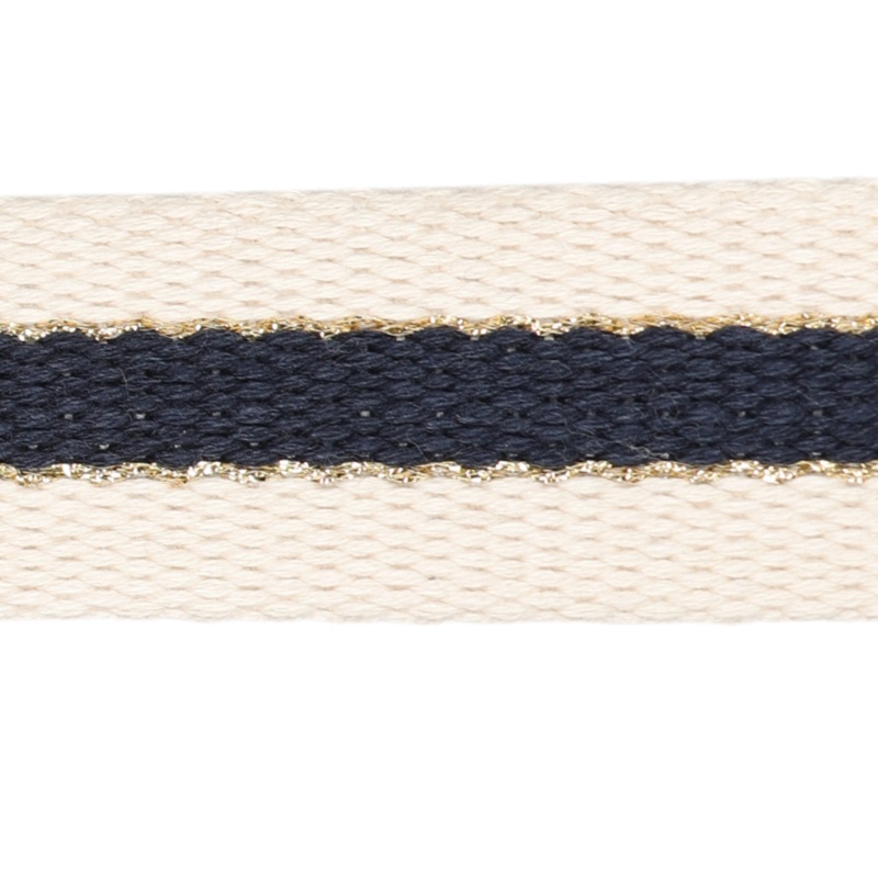 30mm Striped Webbing w/Metallic-Navy 1124-30-023