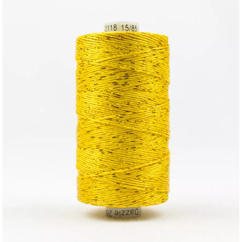 Dazzle 8wt Metallic Thread 183m-Sunny Yellow DZ-2118
