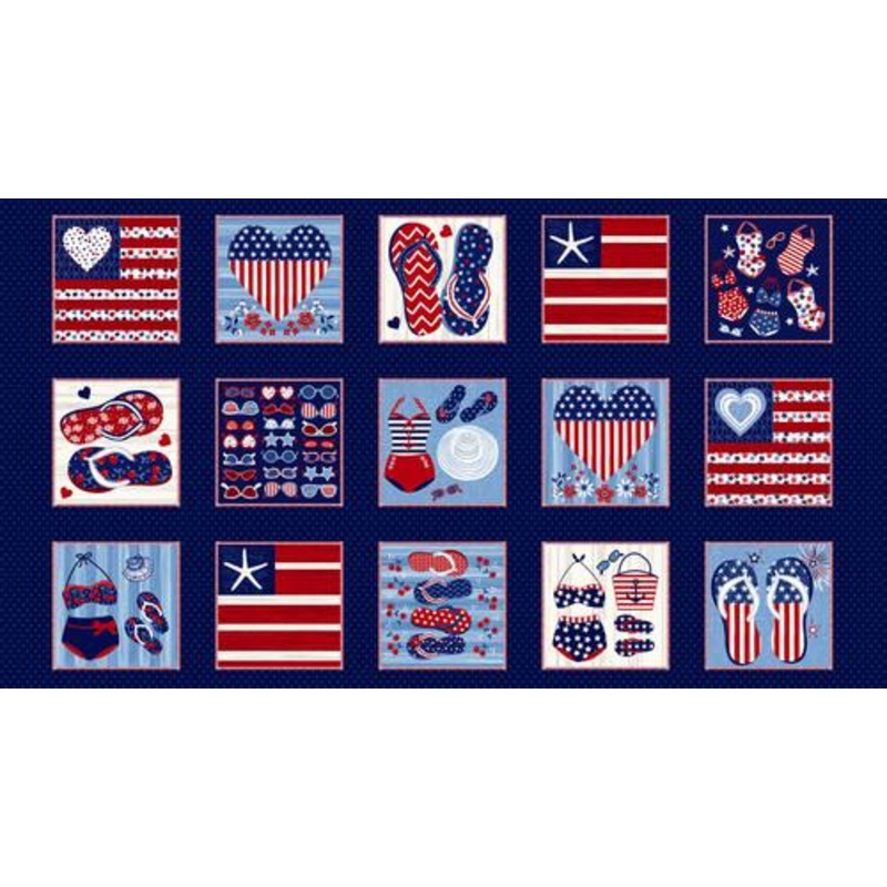Star Spangled Beach-24″ PanelNavy 7490-77