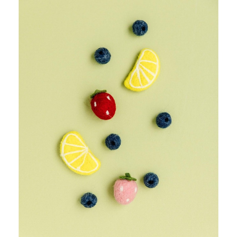 Wool Felt Lemons & Berries 10pcs KDKB1276