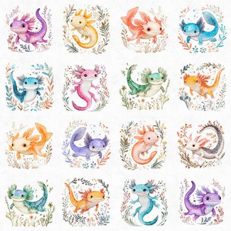 QT Cuties 2-Axolotl Vignettes White 2600-31453-Z