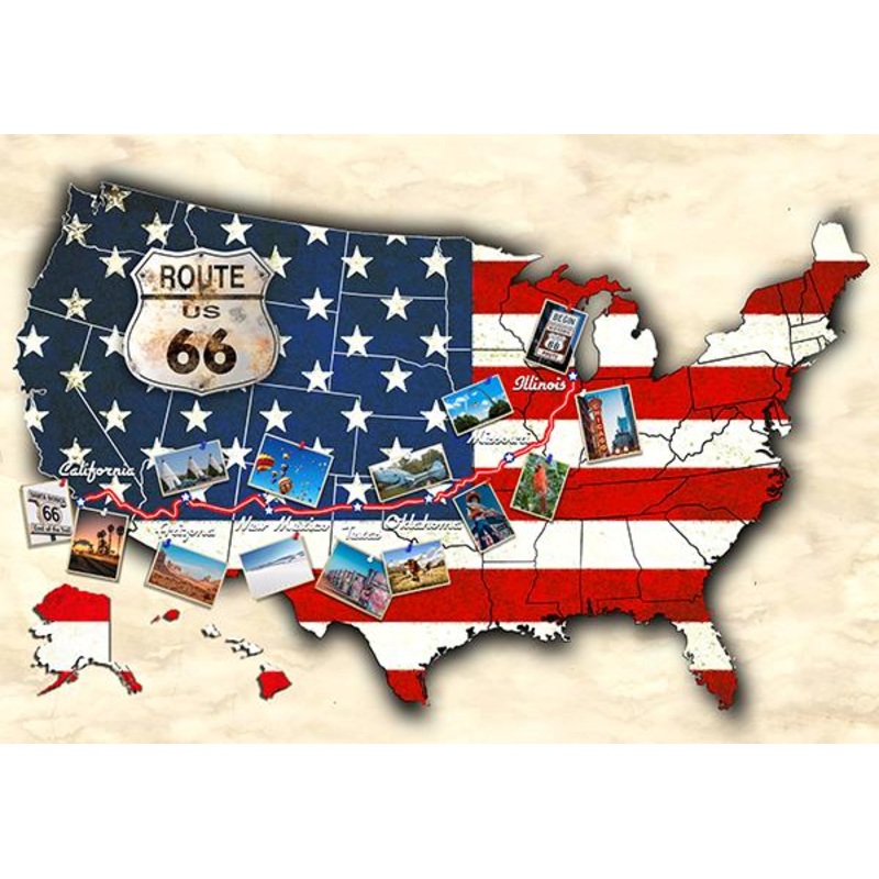 On The Road Again-31″ US Map Panel Americana W5414-159