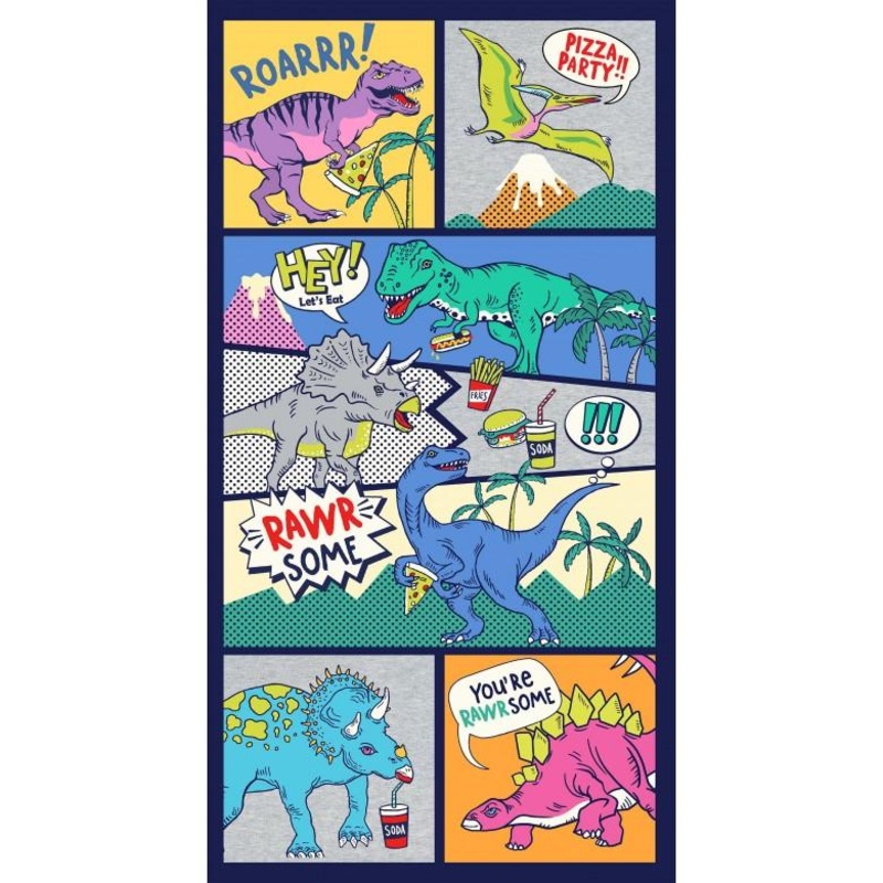 Dino Pizza Party-24″ RawrsomeDino Panel Multi DCX12202-MULT-D