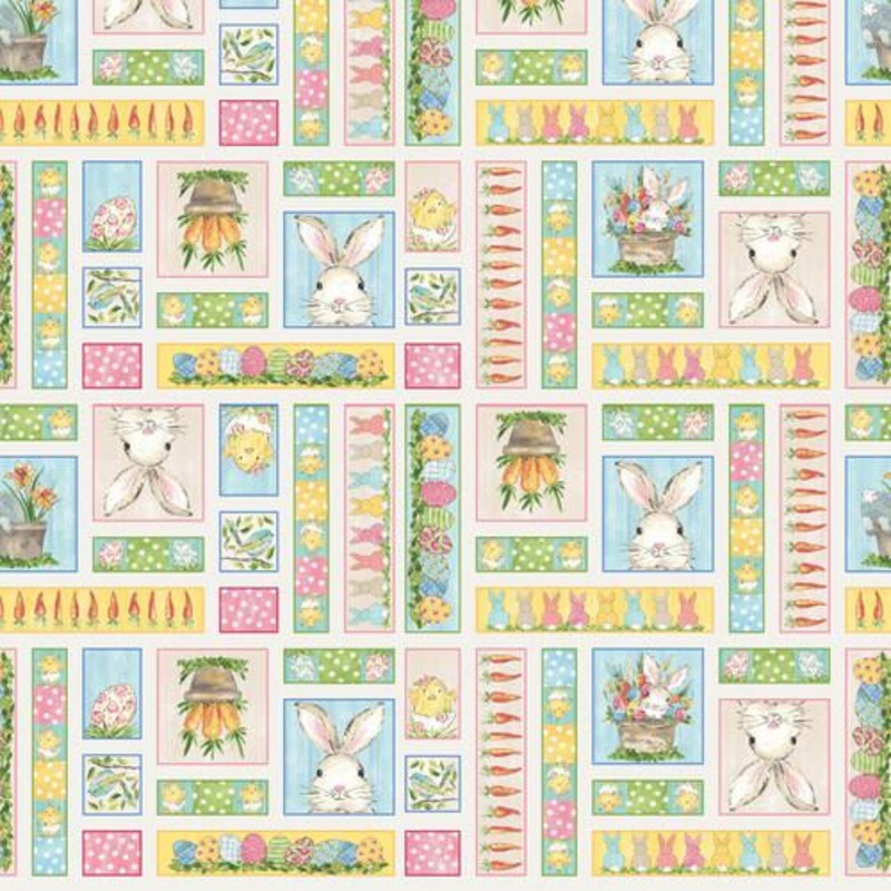 Peek a Boo Bunnies-23″ Cream Panel 1569-44