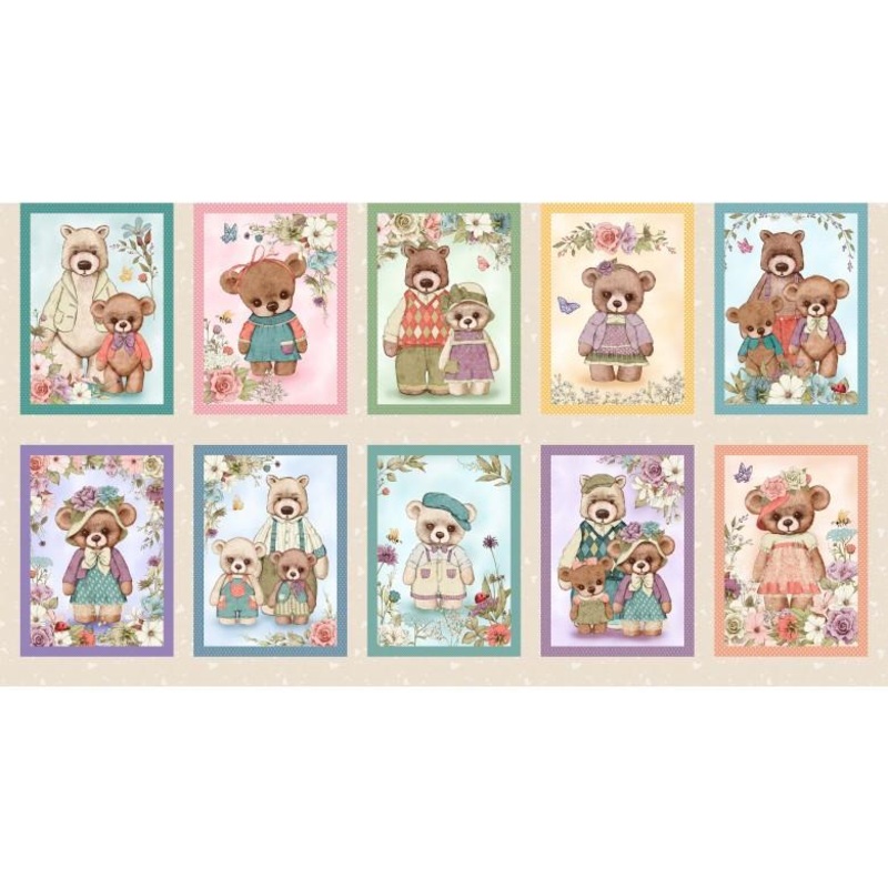 Bear Family Portraits-Bear Family Vignettes 24″ Panel DDC12291-TANX-D
