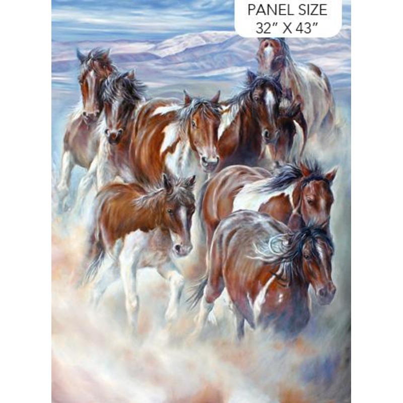 Wild & Free-33″ Horse Panel Blue/Multi DP27600-42