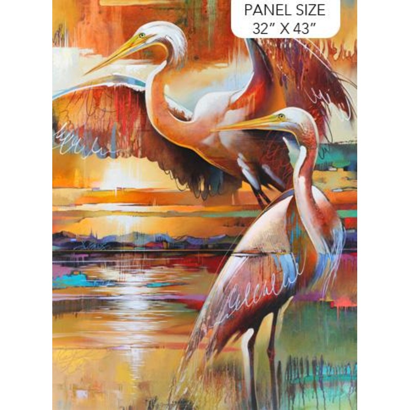 Tranquil Tides-33″ Egret Panel Ochre/Multi DP27610-55